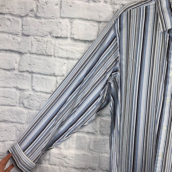 Michael Kors Longsleeve button down stripe dress shirt w/button cuffs men XXL - Picture 4 of 7